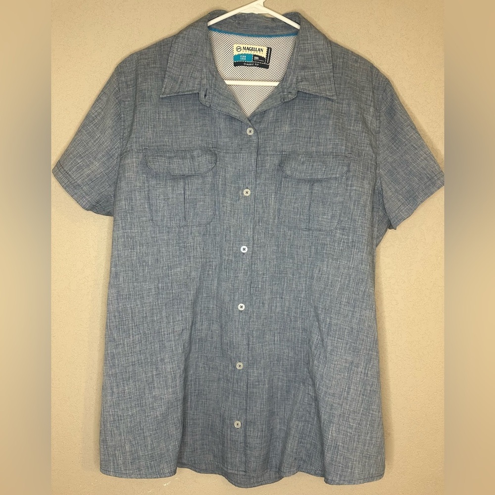 Magellan Classic Fit Fish Gear Button Down Shirt Women’s Size XXL